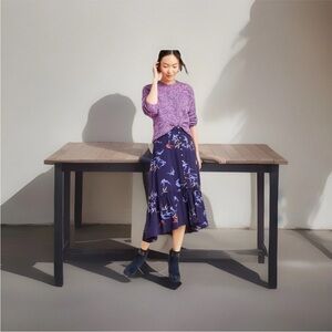 Maeve by Anthropologie Merida Flounced Flowy Boho Bird Print Midi Skirt - 2